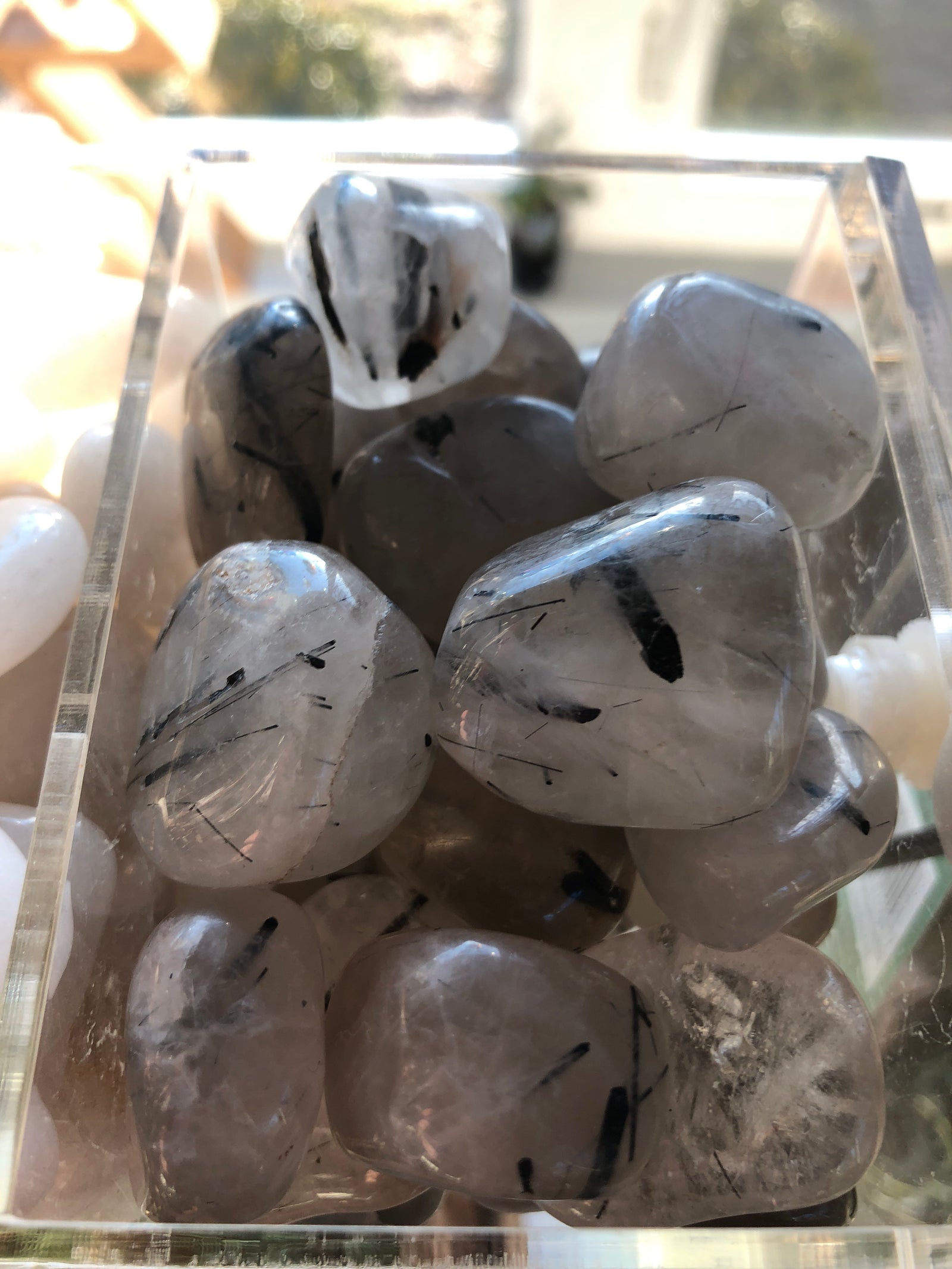 Tourmalinated Quartz Tumbled Gemstone