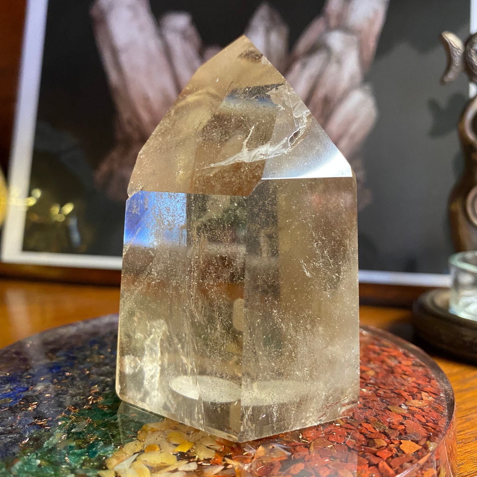 Polished Citrine Gemstone Point with natural inclusions visible