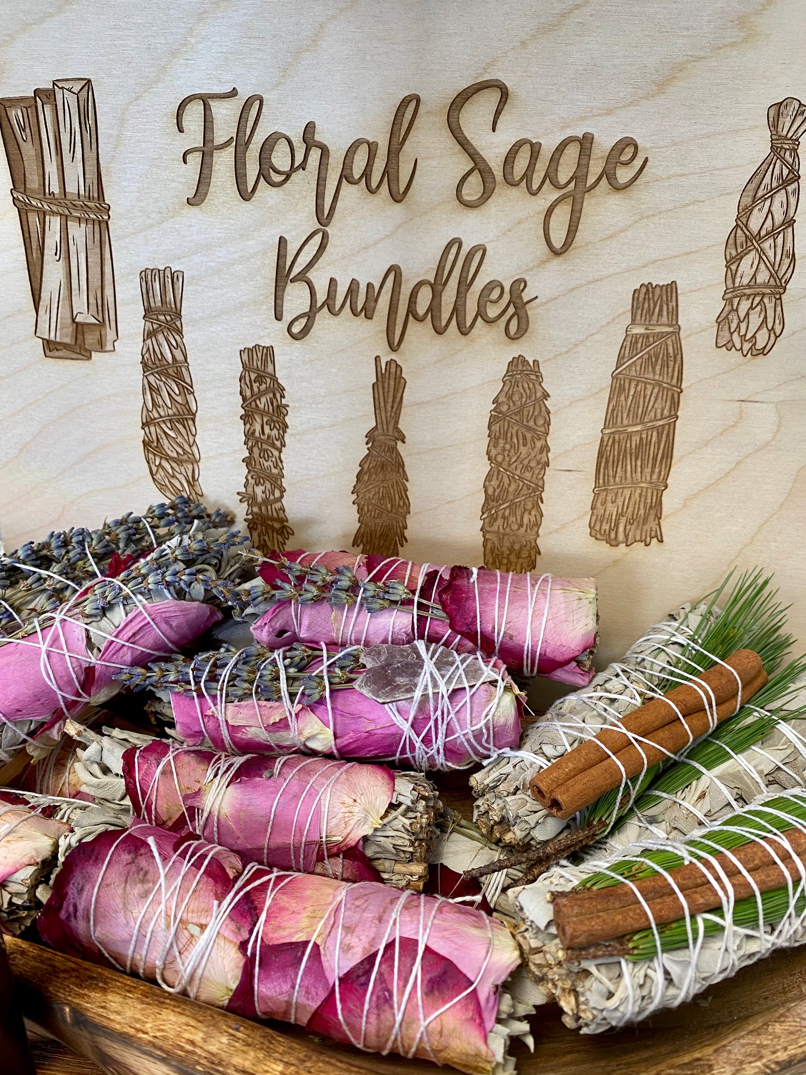 Handcrafted Floral Smudge Stick | Sage & Botanicals for Cleansing