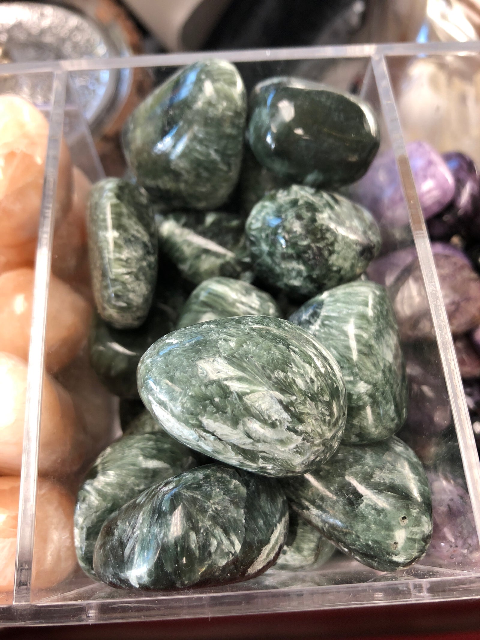 Seraphinite tumbled gemstone