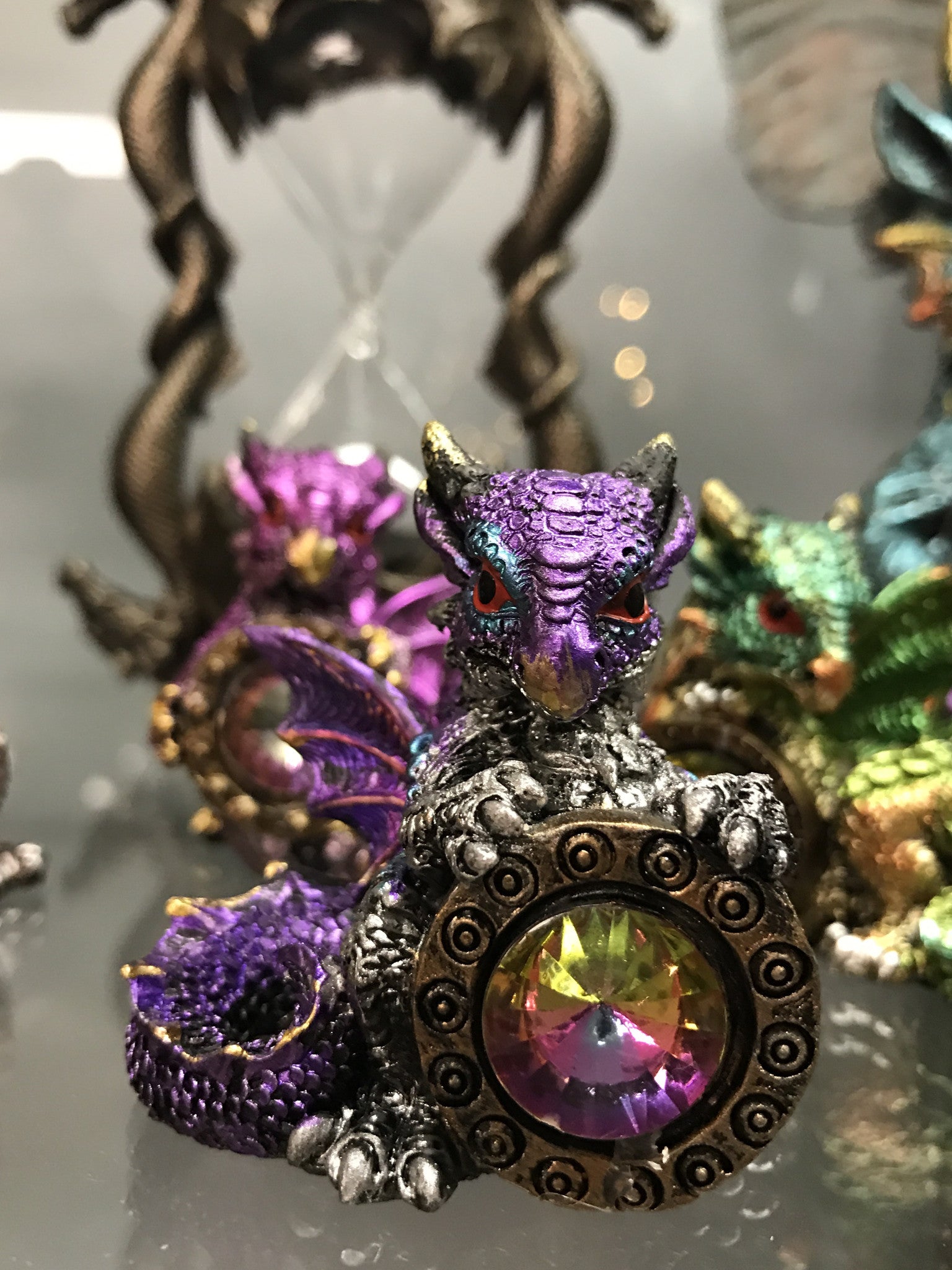 Small Cute Baby Dragon w/Gem -choose your color! - Cast a Stone