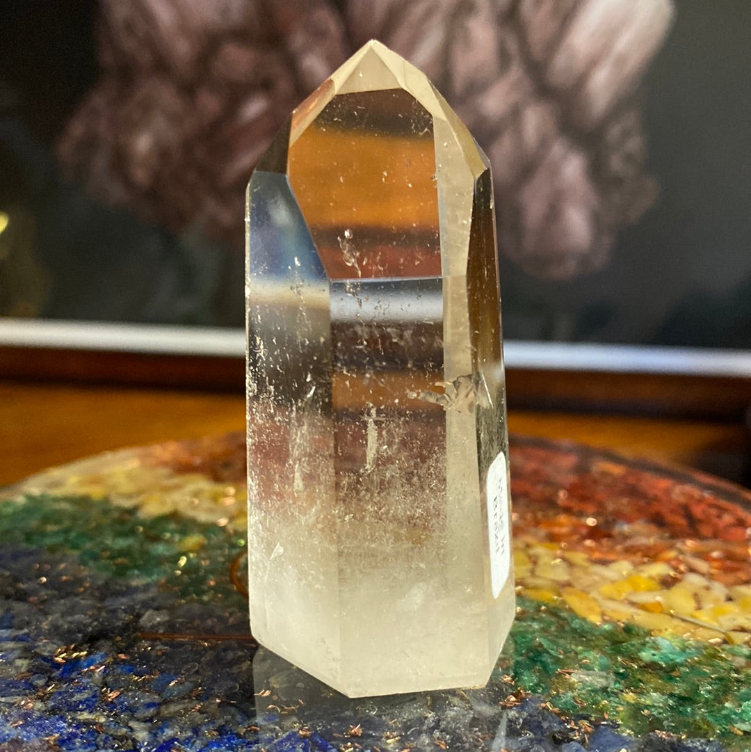 Polished Citrine Gemstone Point with natural inclusions visible