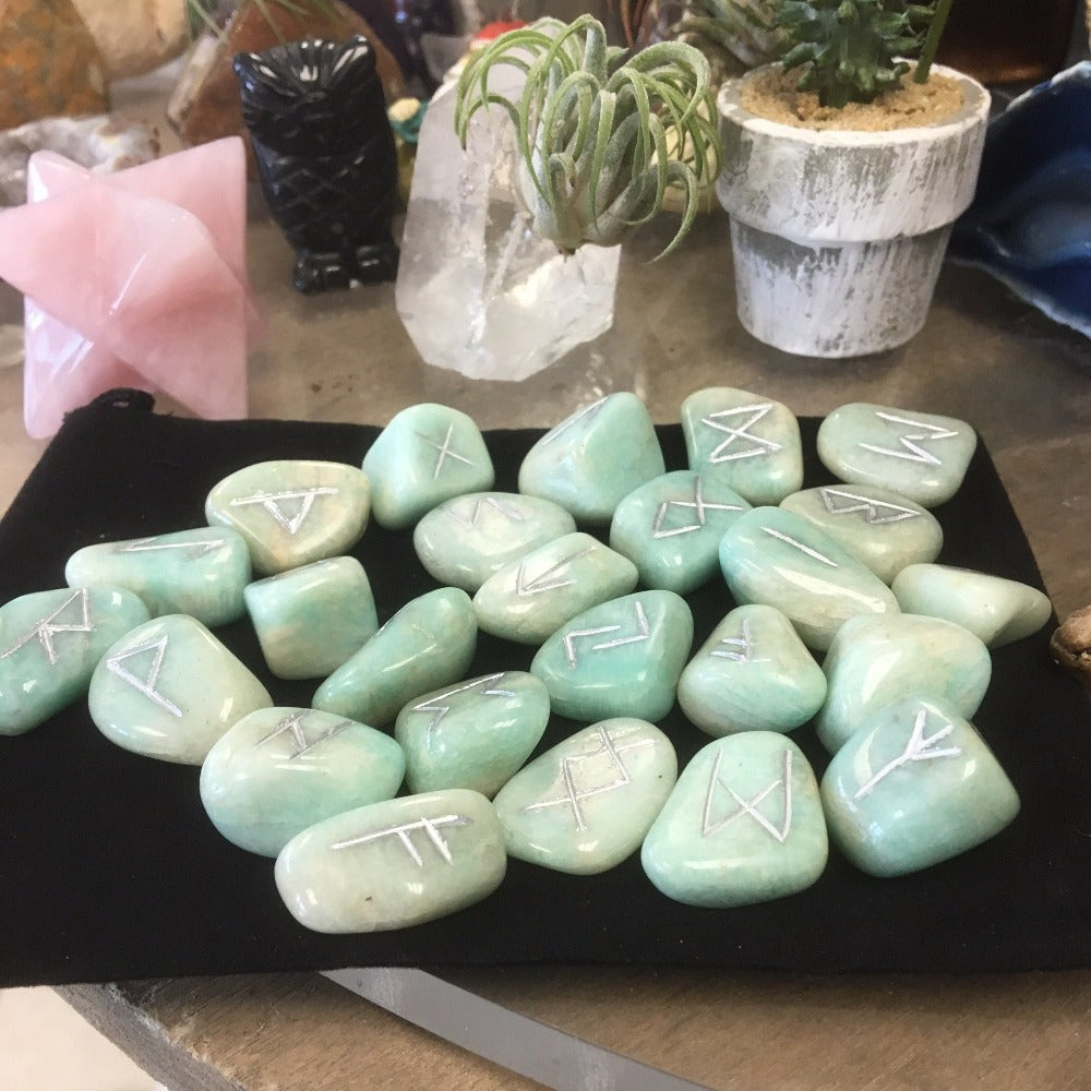 Amazonite Rune Set - Cast a Stone