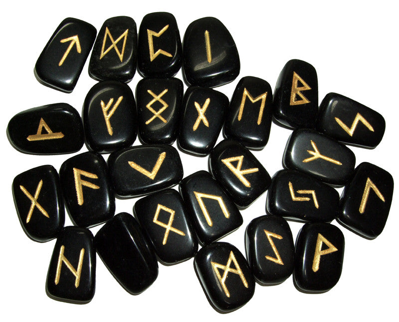 Black Obsidian Runes Set - Cast a Stone