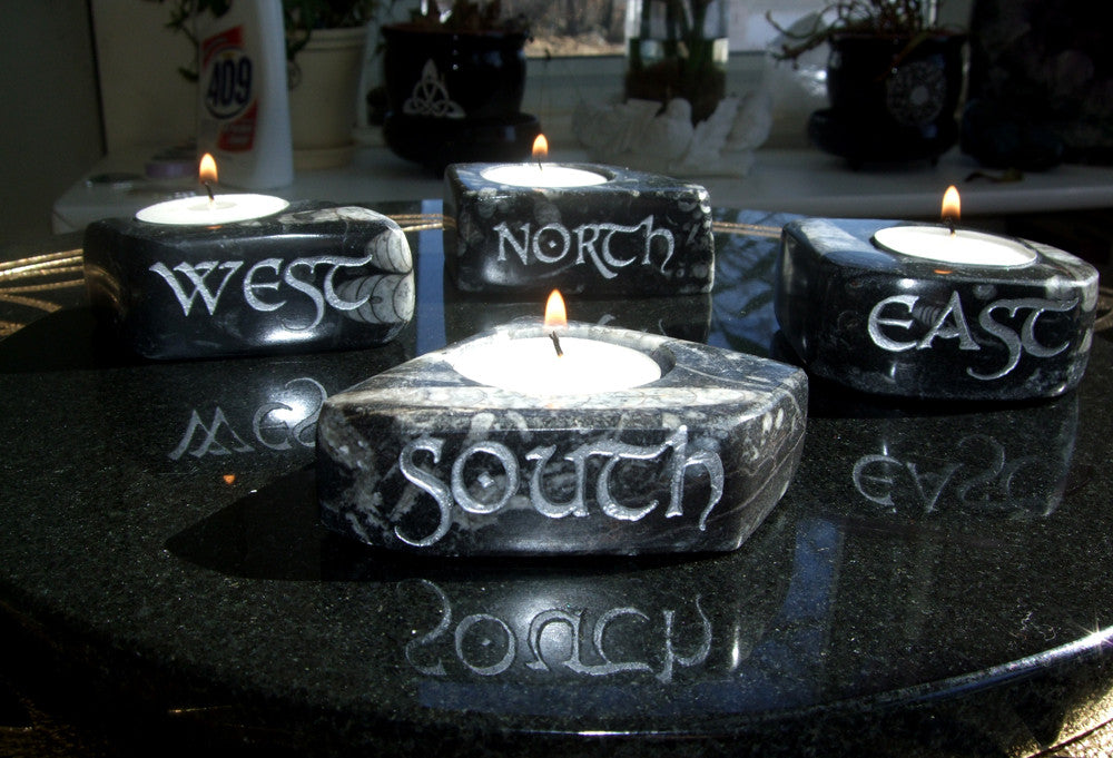 Orthoceras Fossil candleholders set of 4 - Cast a Stone