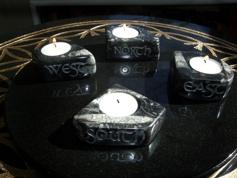 Orthoceras Fossil candleholders set of 4 - Cast a Stone