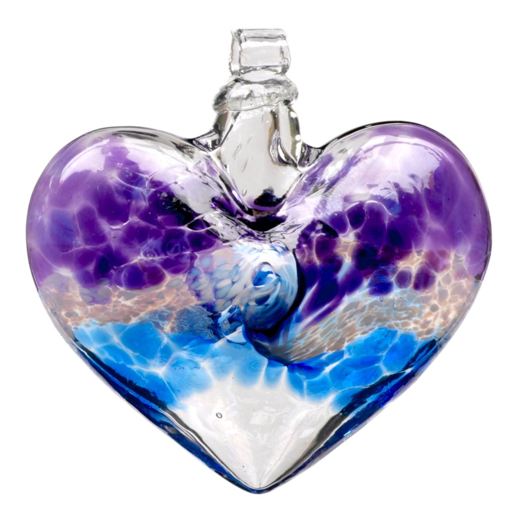 Van Glow Glass Heart Purple Blue Hand-blown Art Glass Ornament