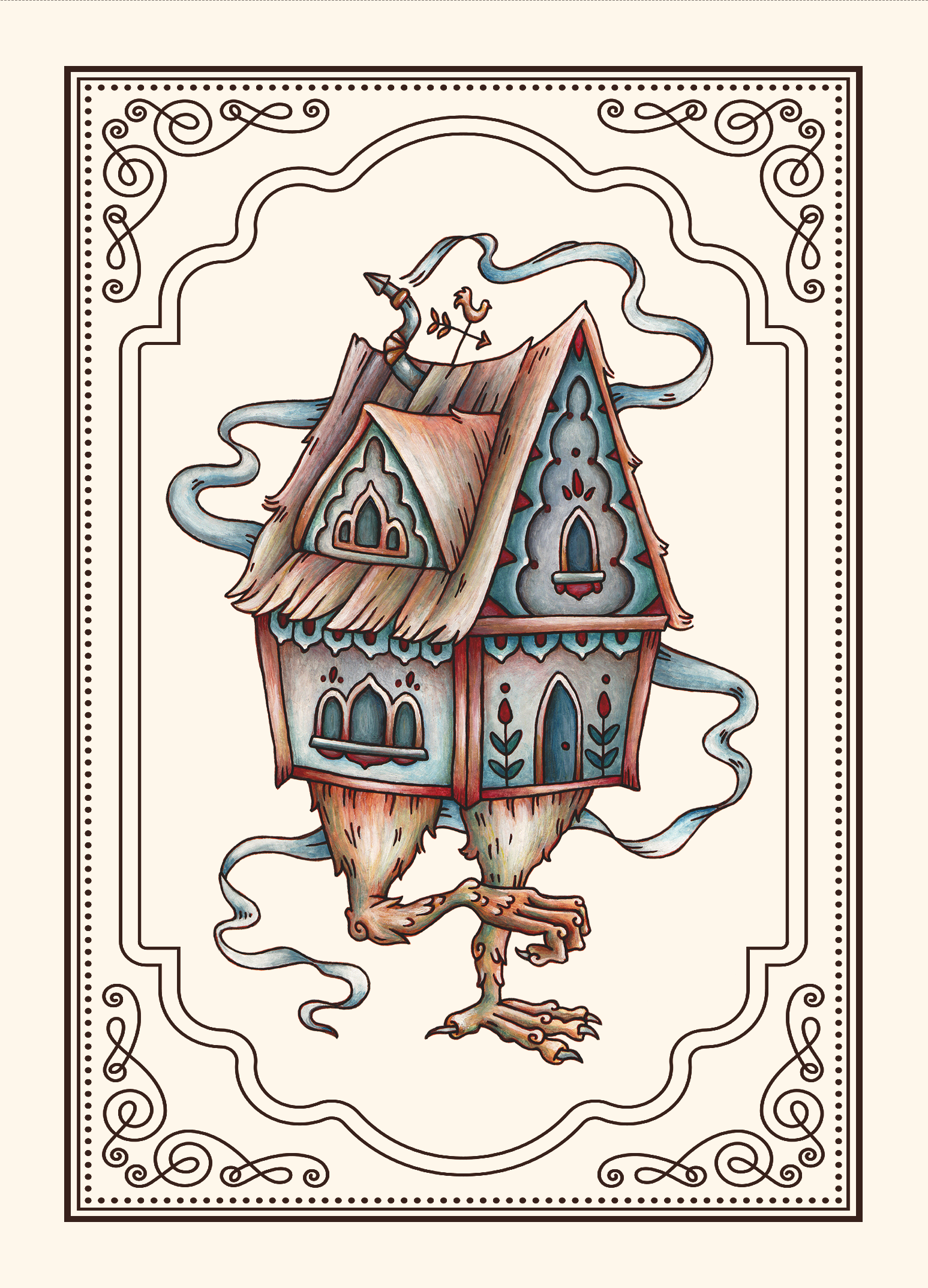 Chicken Hut Slavic Fairy Tale Postcard