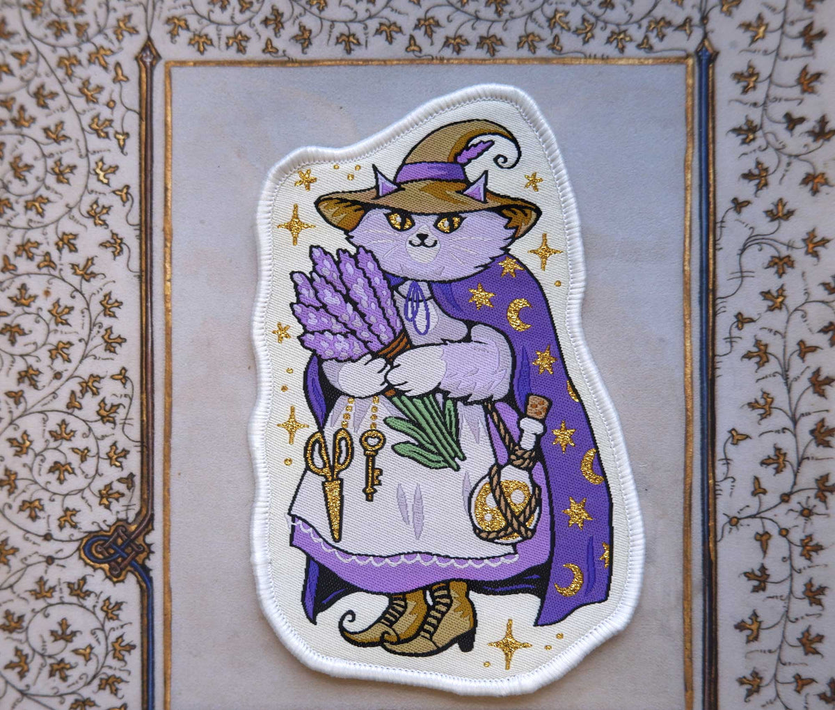 Lavender Cat Witch - Woven Patch