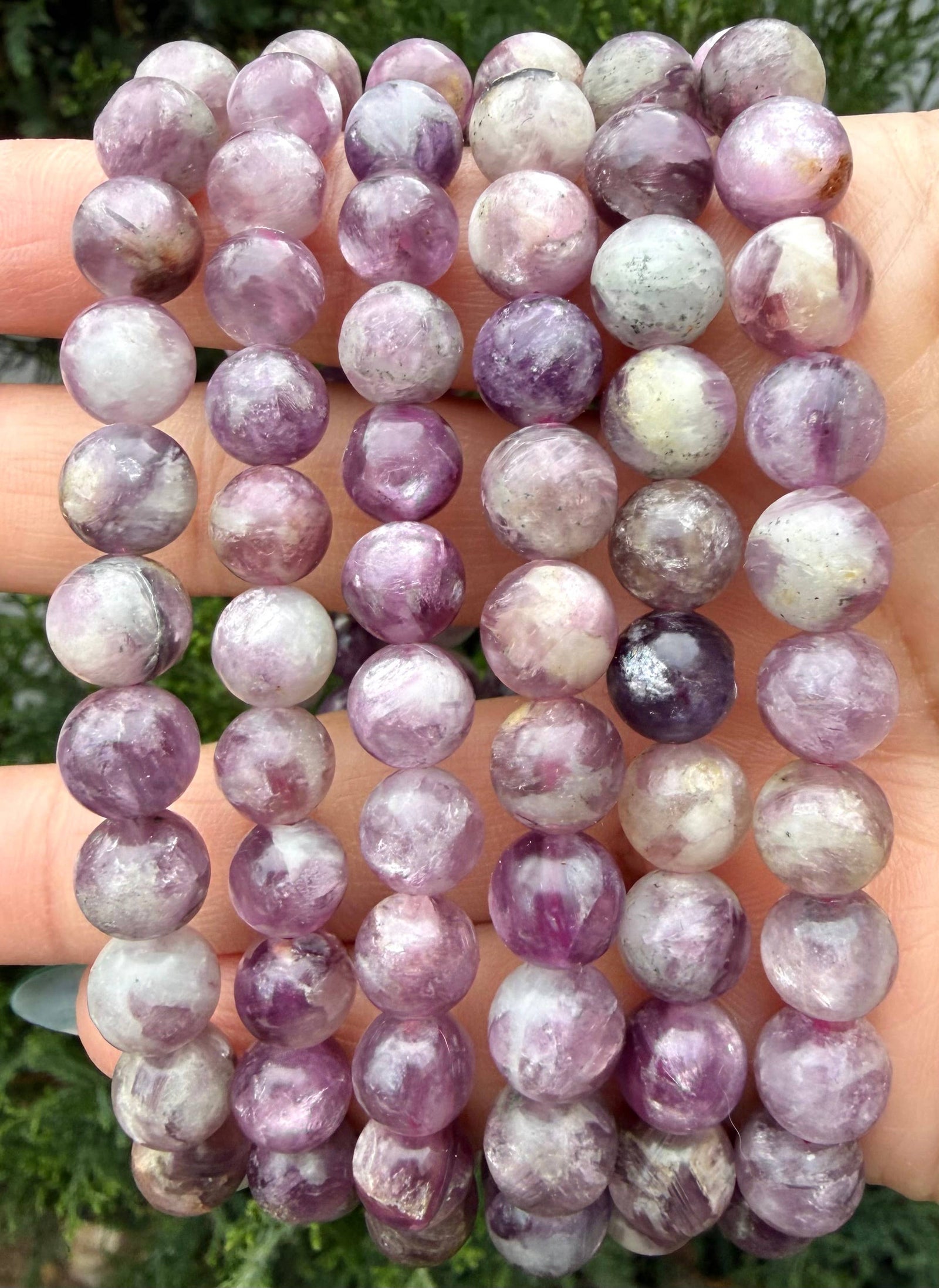 Natural Lepidolite Mica 8mm Crystal Stretch Bracelet 7.5"