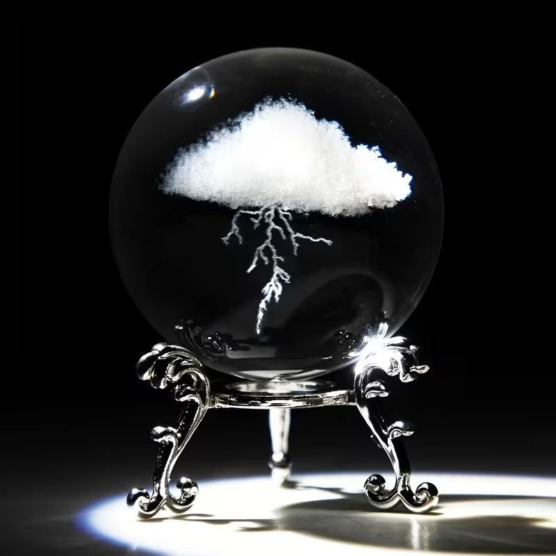 Clear Glass Sphere with Engraved Image