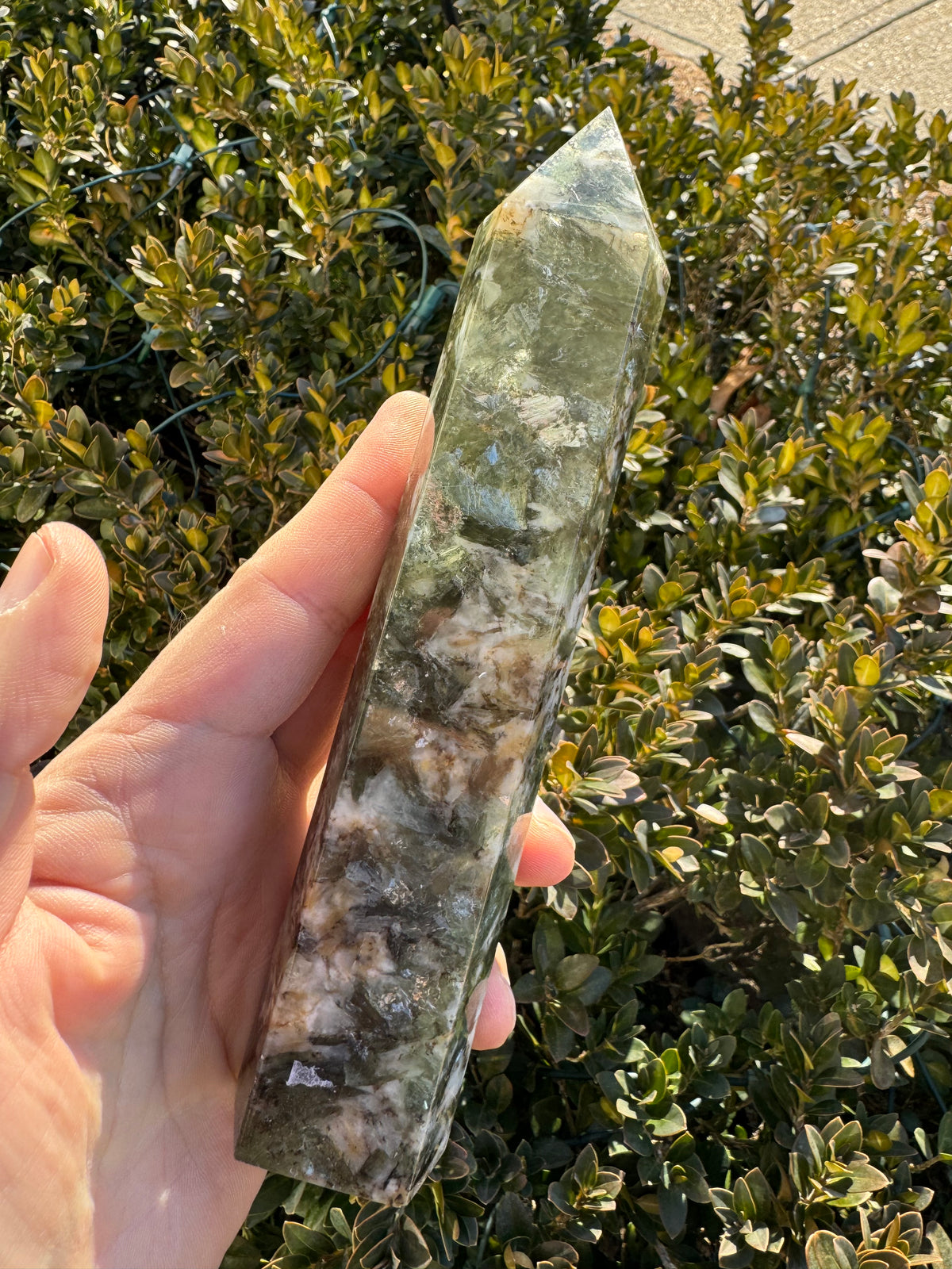 Large Green Lepidolite Mica Obelisk Tower 7"