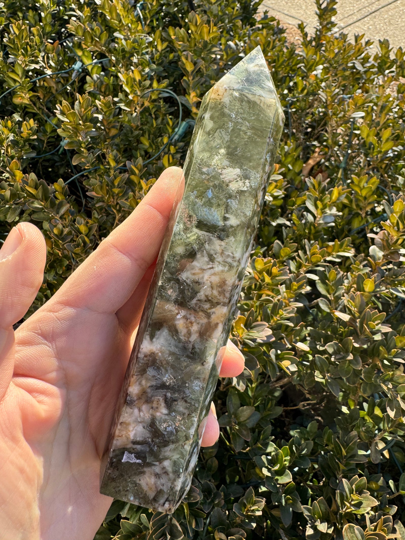Large Green Lepidolite Mica Obelisk Tower 7"