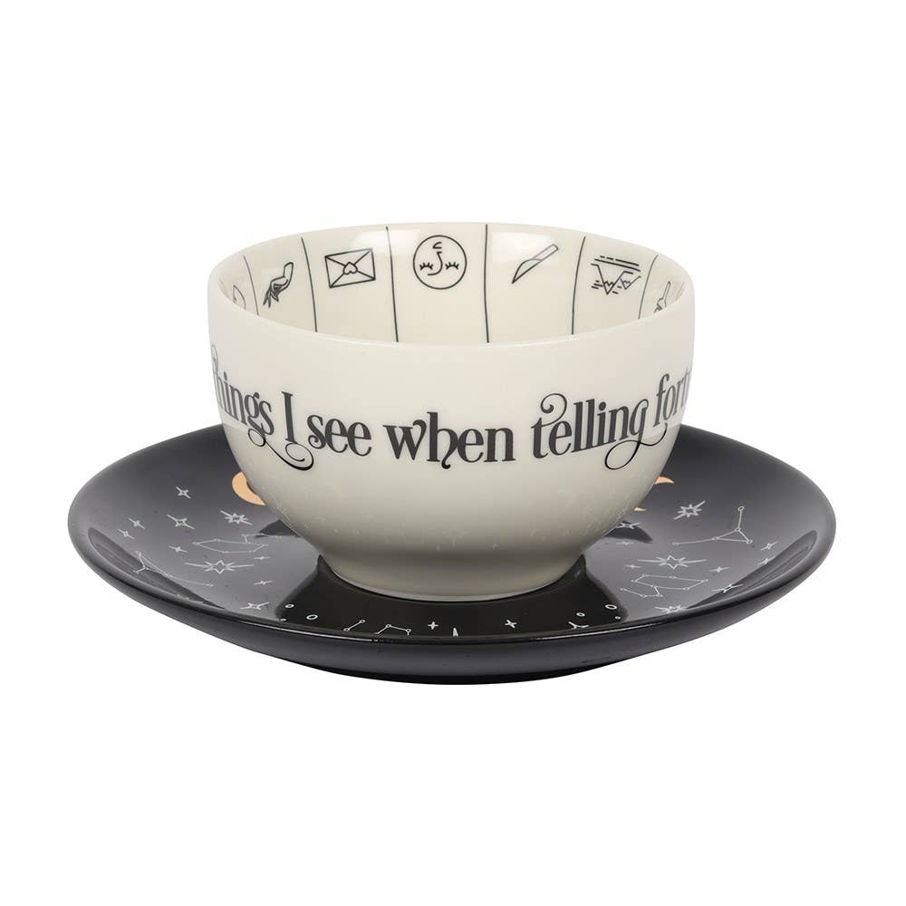 Ceramic Fortune Telling Teacup with Saucer 7"