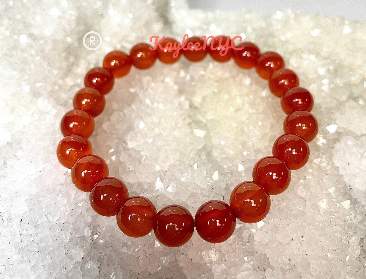 Carnelian 8mm 7.5” Crystal Healing Stretch Bracelet