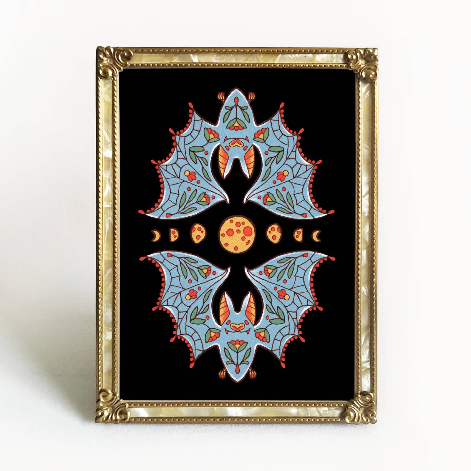 Moon Bats Art Print Fall Decor Print