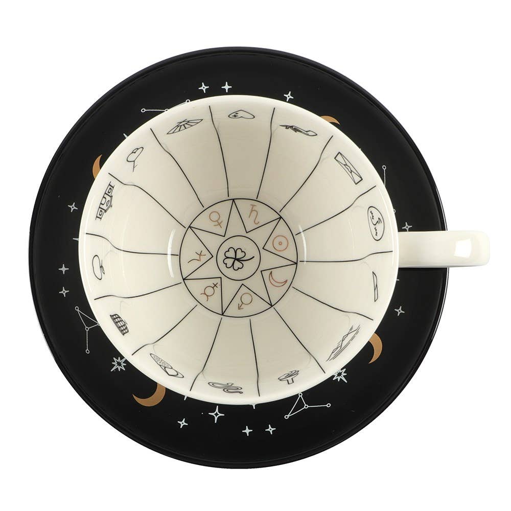 Ceramic Fortune Telling Teacup with Saucer 7"