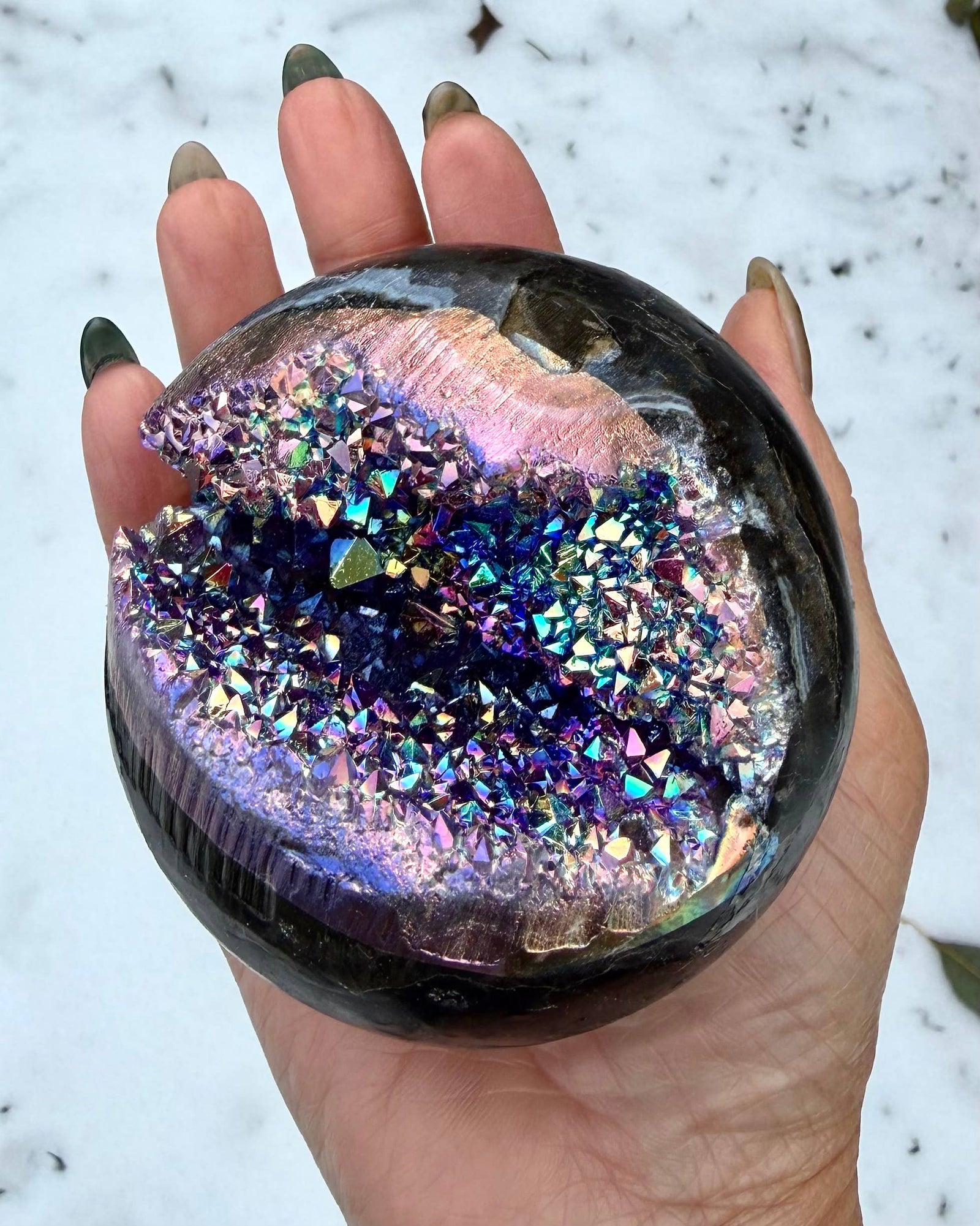 Aura Amethyst Geode Sphere Crystal Ball