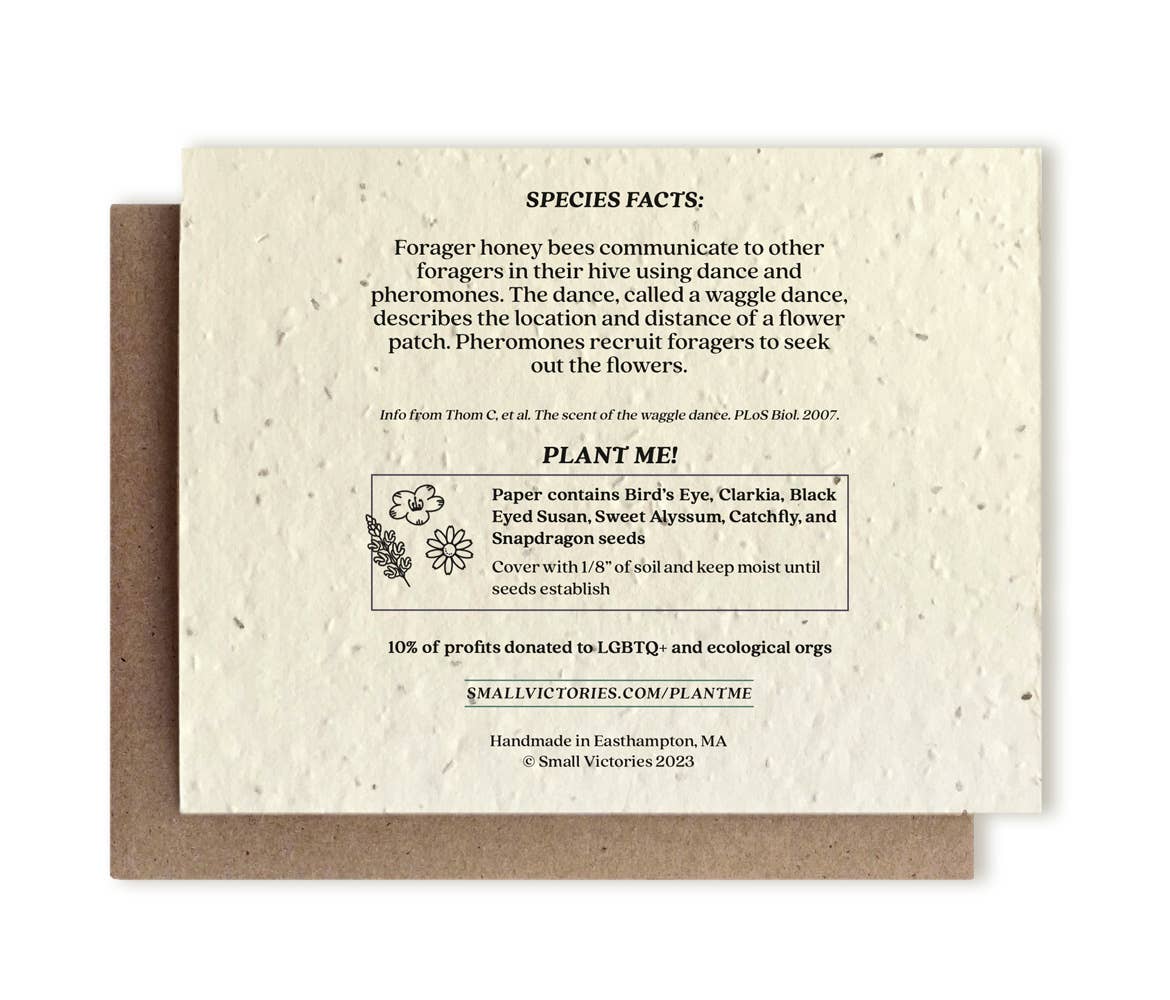 Honey Bee Plantable Wildflower Seed Card