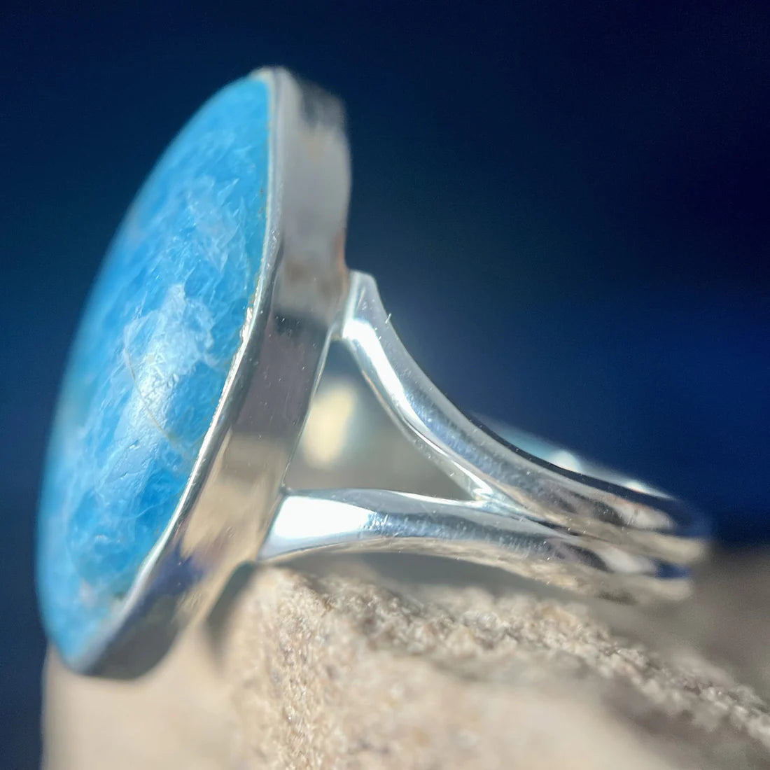 Neon Blue Apatite Sterling Silver Ring