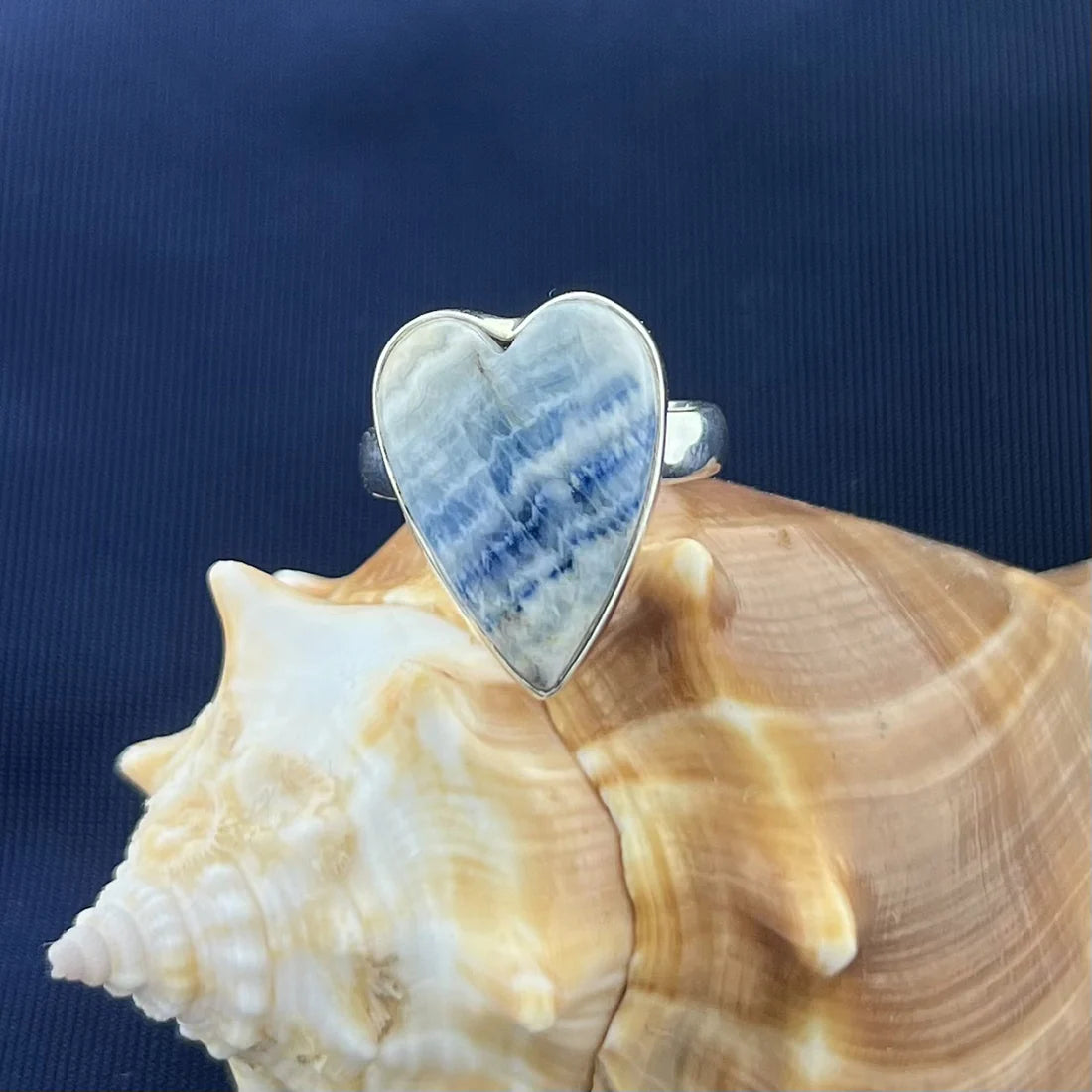 BLUE SCHEELITE RING STERLING SILVER SS