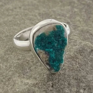 Dioptase Crystal Sterling Silver Ring