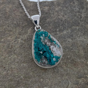 Dioptase Crystal Sterling Silver Pendant