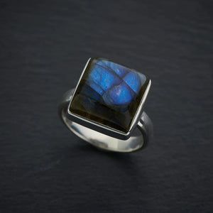 Blue Fire Labradorite Sterling Silver Ring