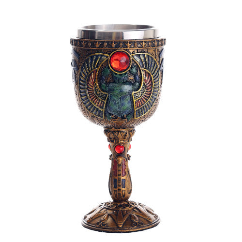 Scarab Goblet – Hand-Painted Chalice with Removable Stainless Steel Insert (6 oz)