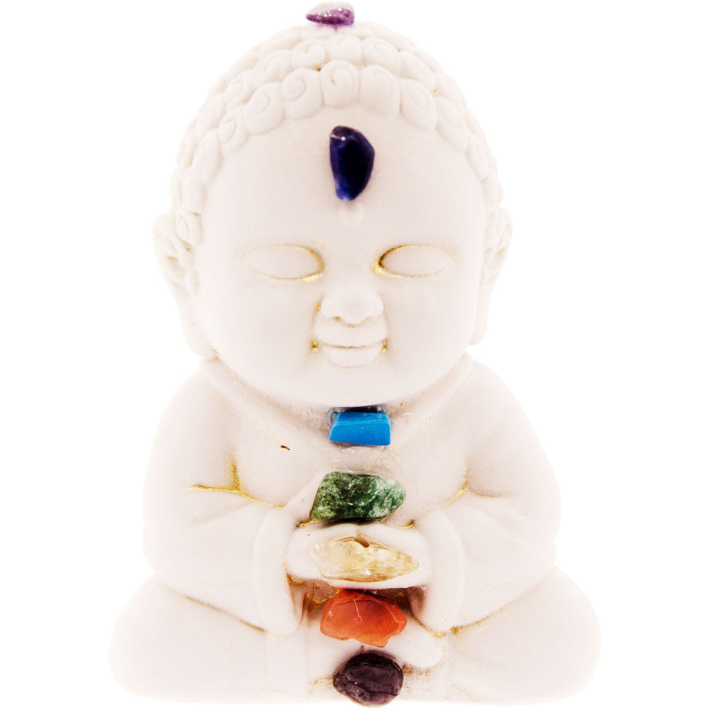Chakra Gemstone Buddha Statue 2.5"