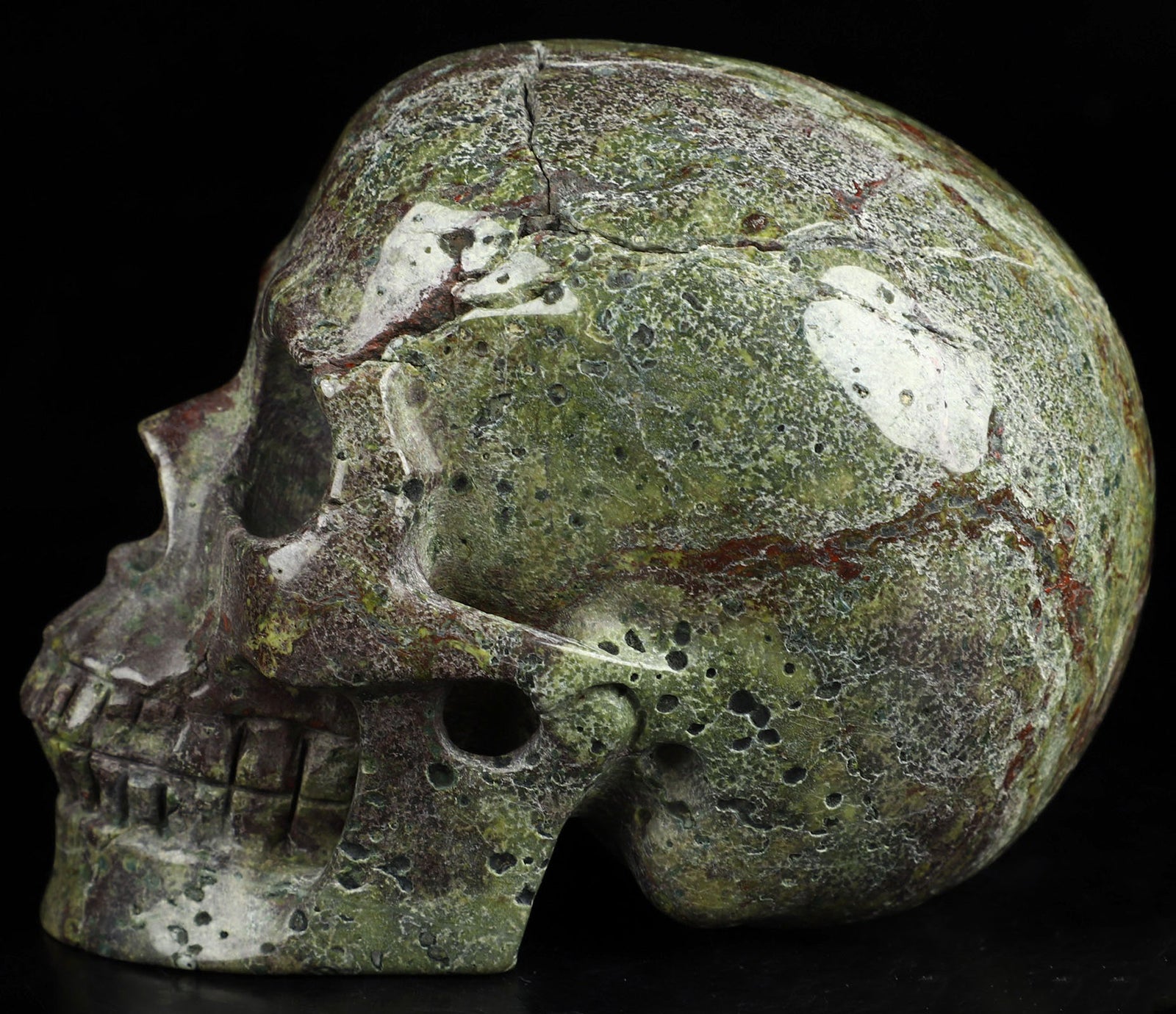 Dragon Blood Jasper Natural Crystal Skull Large 5.0"