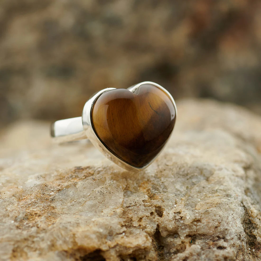 Golden Tiger Eye Ring in Sterling Silver - Various Stone Shapes