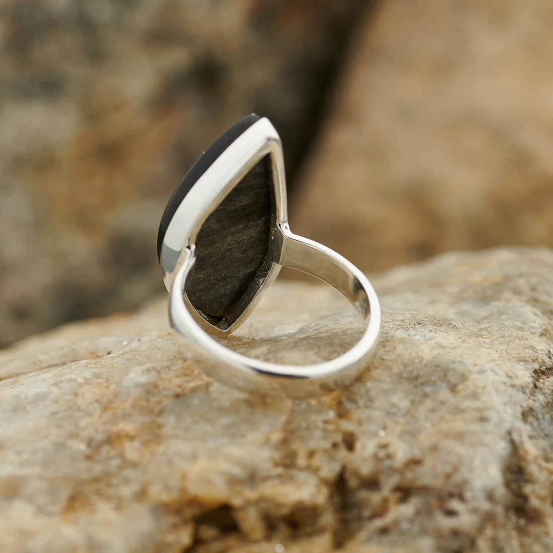 Silver Sheen Obsidian Sterling Silver Ring