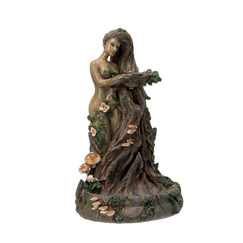 Nymph Tree Goddess Backflow Burner – Woodland Spirit Incense Holder | Cold Cast Resin Decor