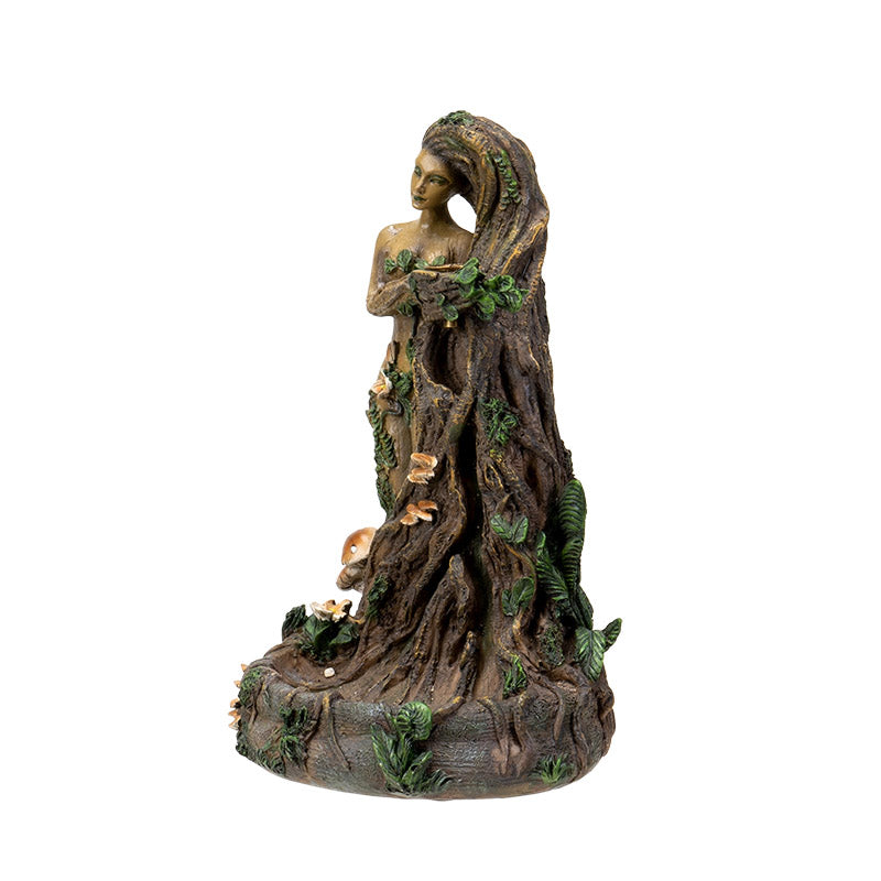 Nymph Tree Goddess Backflow Burner – Woodland Spirit Incense Holder | Cold Cast Resin Decor