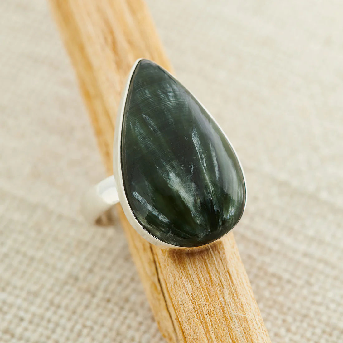 Seraphinite Sterling Silver Statement Ring