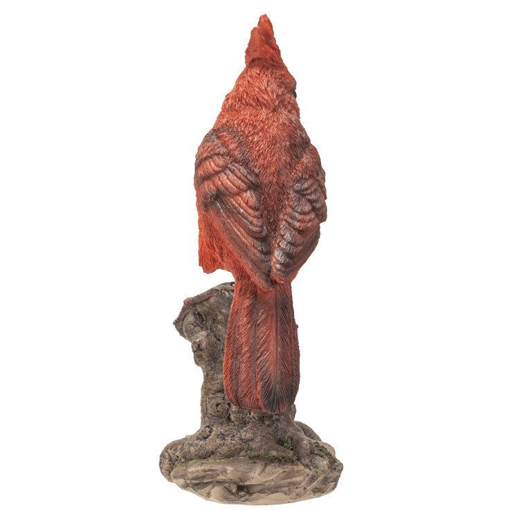 Bouncing Red Cardinal on Stump Statue – Spring-Mounted Bird Figurine for Memorial Comfort