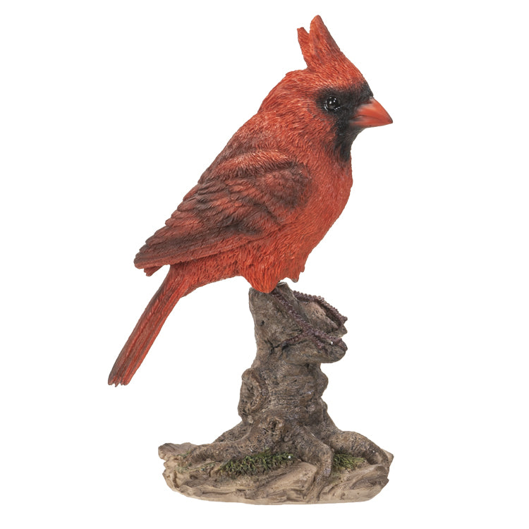 Bouncing Red Cardinal on Stump Statue – Spring-Mounted Bird Figurine for Memorial Comfort