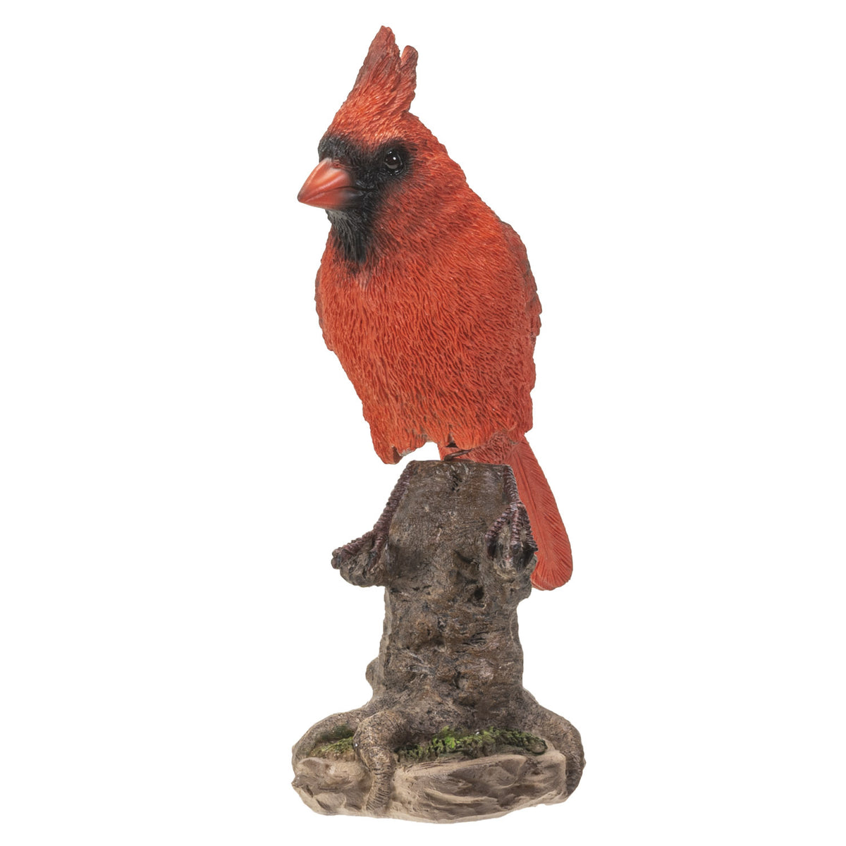 Bouncing Red Cardinal on Stump Statue – Spring-Mounted Bird Figurine for Memorial Comfort