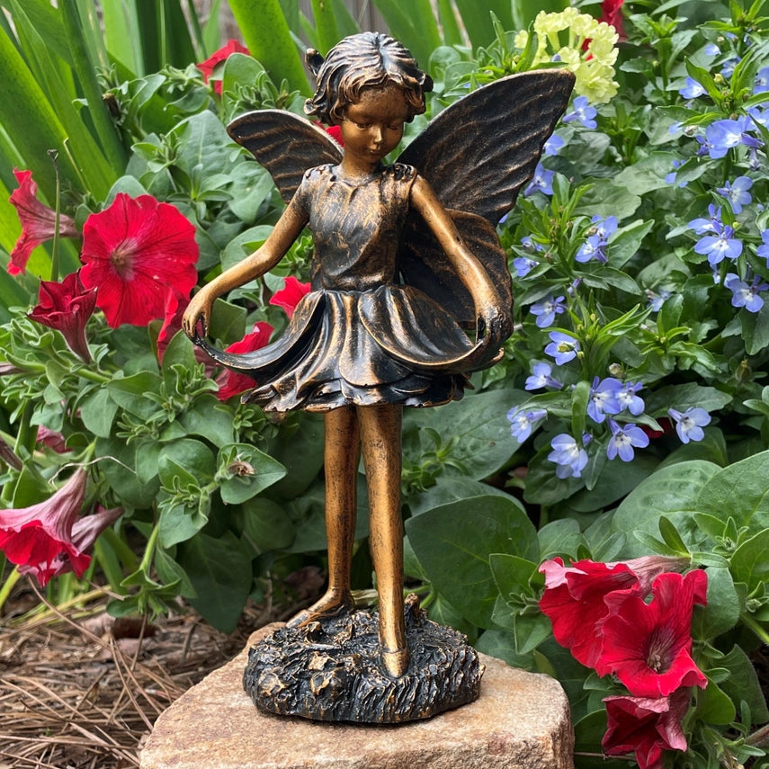 Emily Fairy Garden Bronze Finish Statue - 8.5 inches