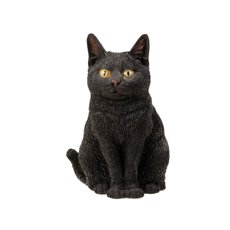 Witch's Pet Realistic Mystical Black Kitty Cat Kitten Sitting Figurine 8"H