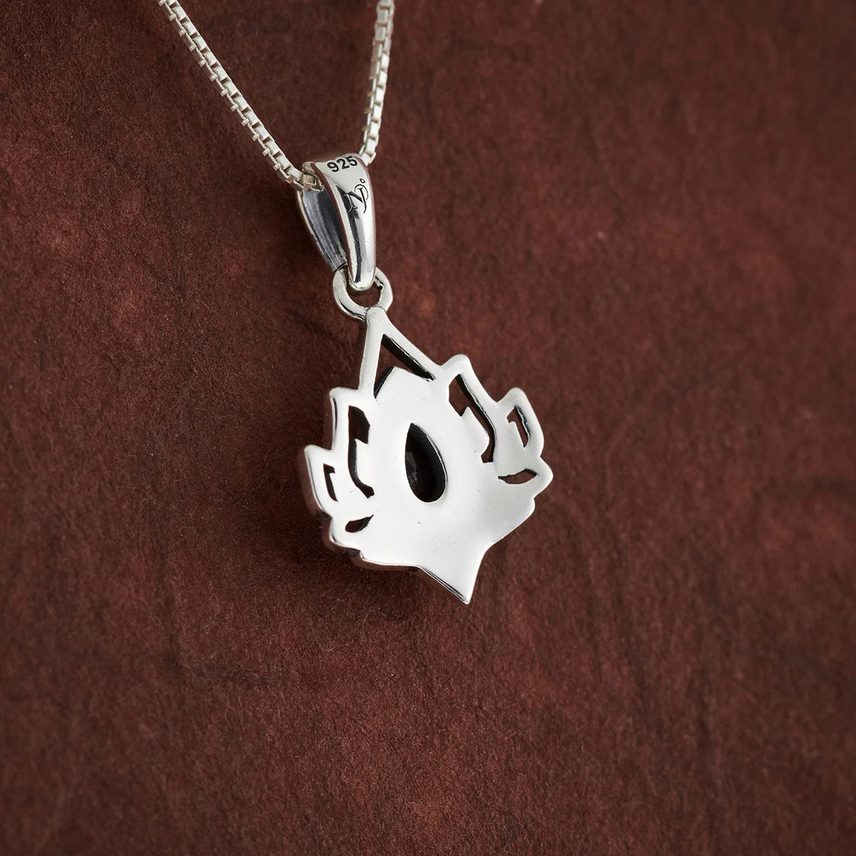 Garnet Sterling Silver Lotus Pendant