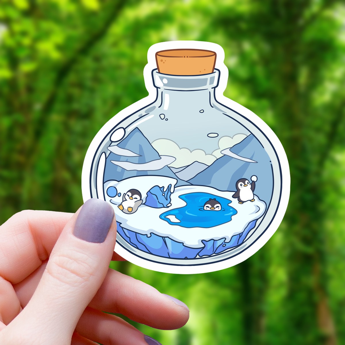 Penguin Terrarium Sticker - 3"