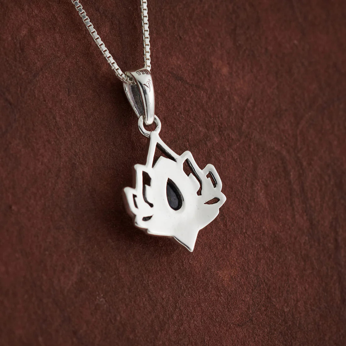 Sapphire Sterling Silver Lotus Flower Pendant