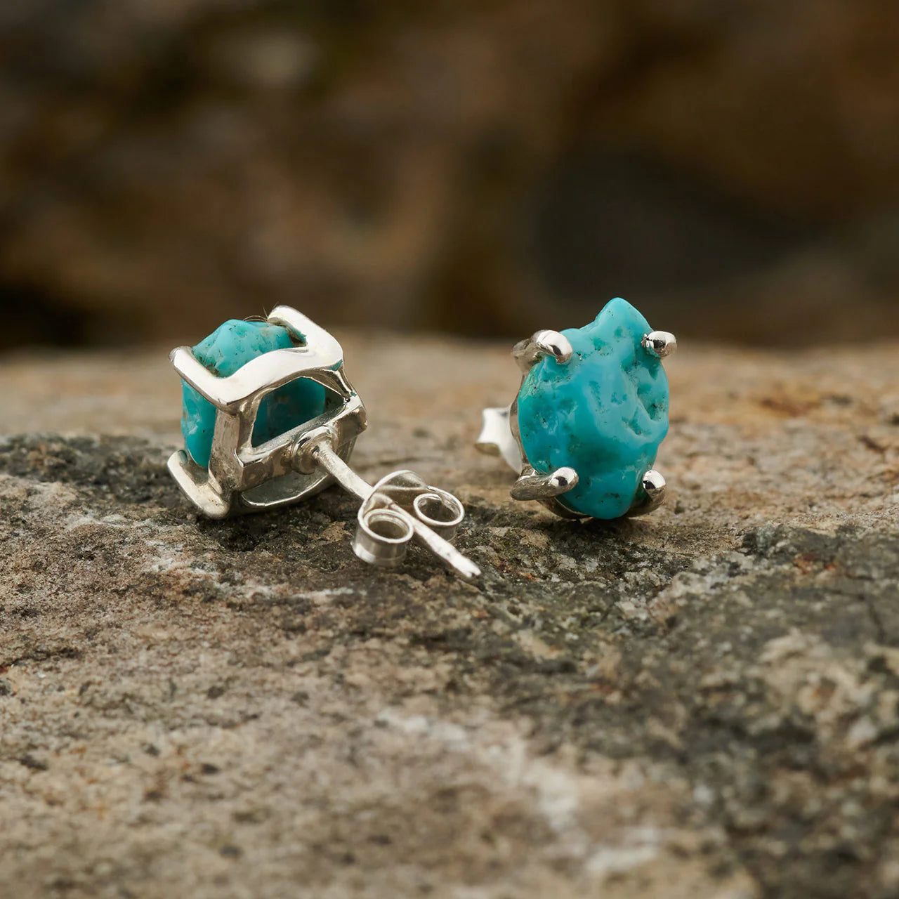 Kingman Turquoise Stud Sterling Silver Earrings – Elegance, Protection, and Balance