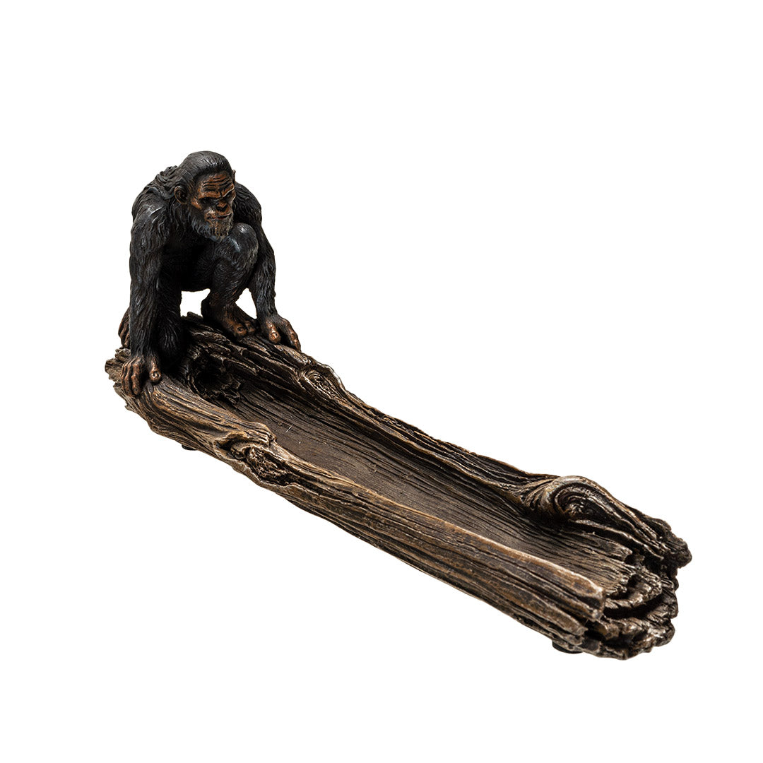 Bigfoot on Log Incense Burner 🖤 10.4" for Smudging & Incense