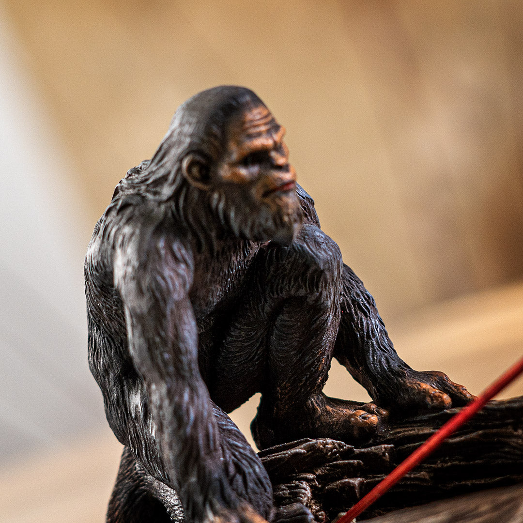 Bigfoot on Log Incense Burner 🖤 10.4" for Smudging & Incense