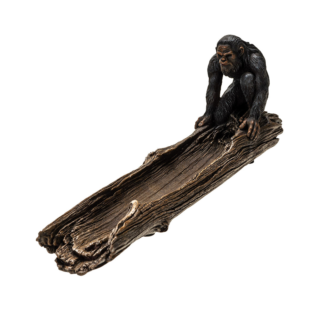 Bigfoot on Log Incense Burner 🖤 10.4&quot; for Smudging &amp; Incense