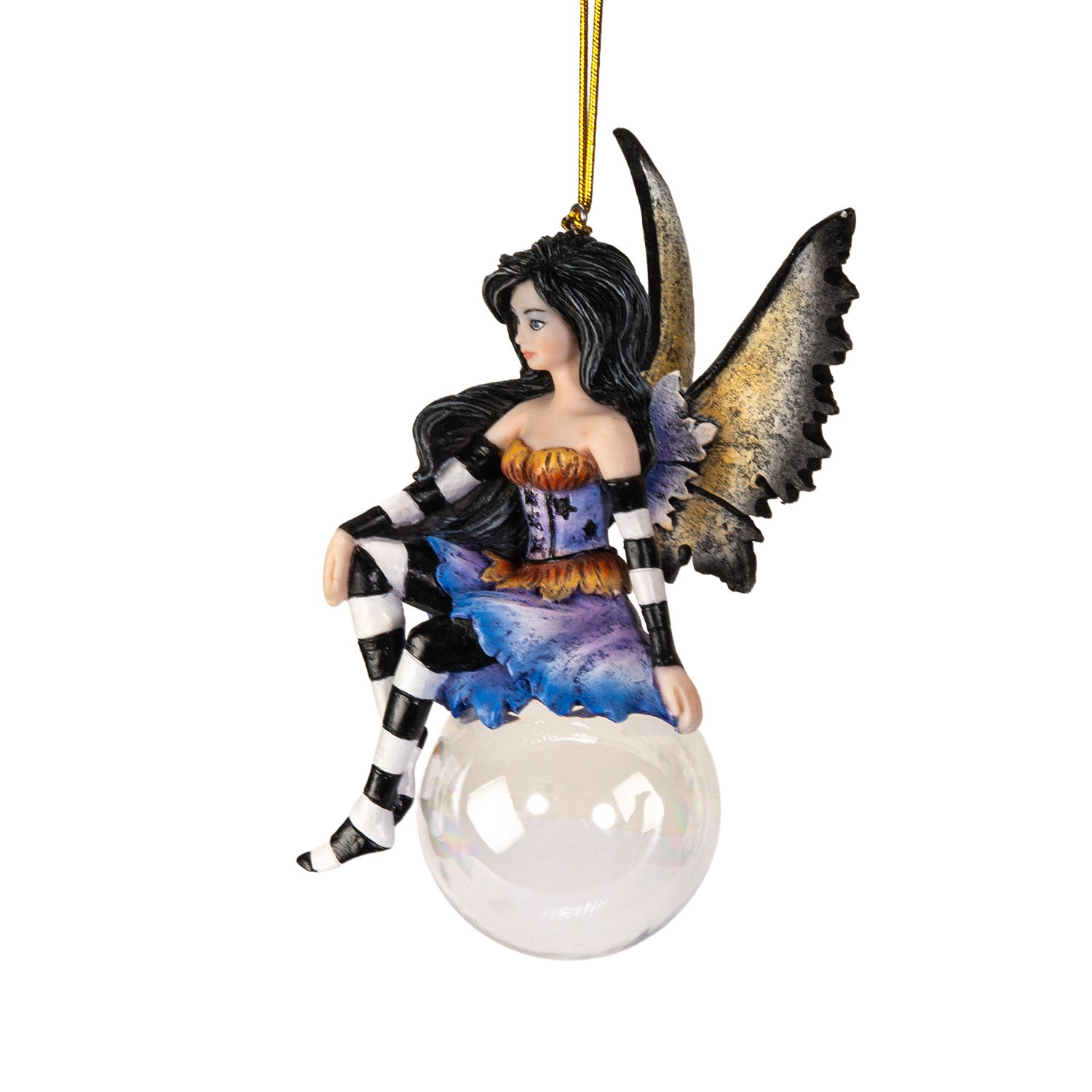 Evangeline Bubble Rider Fairy Ornament by Amy Brown – Whimsical Fantasy Resin & Glass Hanging Décor