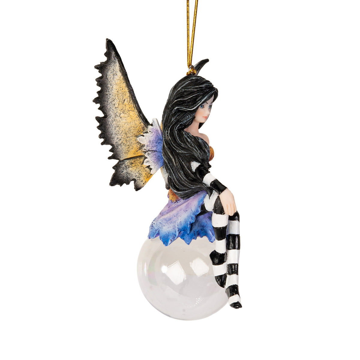 Evangeline Bubble Rider Fairy Ornament by Amy Brown – Whimsical Fantasy Resin & Glass Hanging Décor